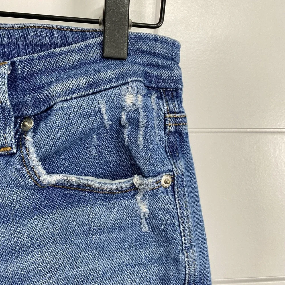 Good American Jeans Womens 4 27 Good Curve Straight Distressed Raw Hem Denim - Picture 5 of 16